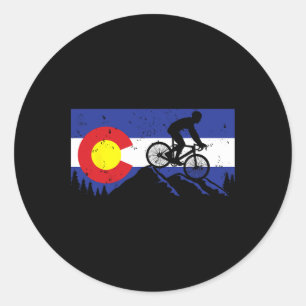 Sticker Rond Vélo tout terrain Colorado Vélo Drapeau Vintage -