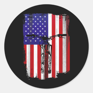 Sticker Rond Vélo tout terrain Drapeau américain Cyclisme Drape