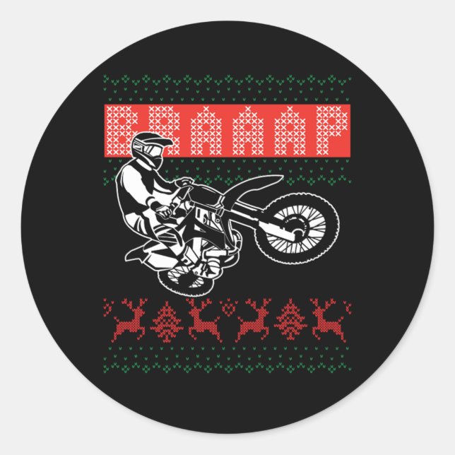 Sticker Rond Vélo Vilain Vélo Noël Motocross Motocross Gif (Devant)