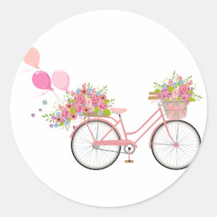Sticker Rond Vélo Whimsical Rose
