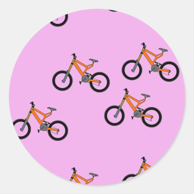Sticker Rond Vélos motif sur rose (Devant)