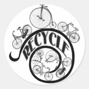 Sticker Rond Vélos vintages Recycle Vêtements et cadeaux
