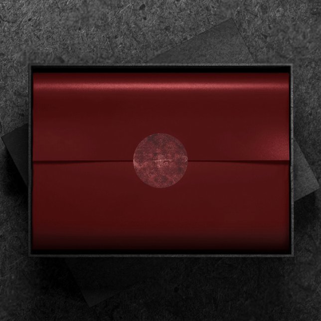 Sticker Rond Velvety Henna Damask | Grunge rouge (Créateur téléchargé)