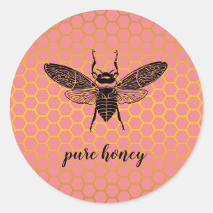 Sticker Rond Vendeur d'abeilles de miel Apiarist Gold Pink Vint