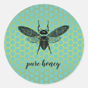 Sticker Rond Vendeur d'abeilles de miel Apiarist Gold Vintage