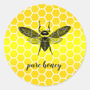Sticker Rond Vendeur d'abeilles de miel Apiarist Gold Vintage