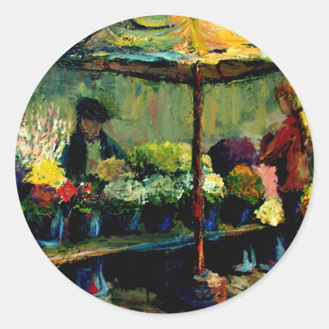 Sticker Rond Vendeur de fleurs (Devant)