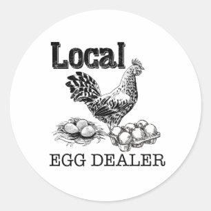 Sticker Rond Vendeur local d'oeufs de poulet amusant