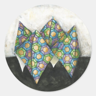 Sticker Rond Vendeur Origami Fortune sur papier géométrique