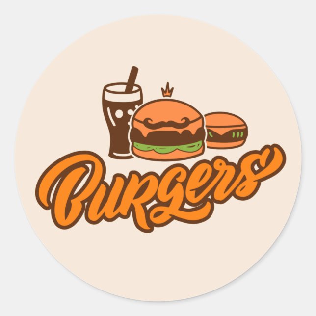 Sticker Rond vendeurs de burgers cool (Devant)