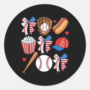 Sticker Rond Vendre 4 juillet Coquette Bow Femmes Filles Vendre