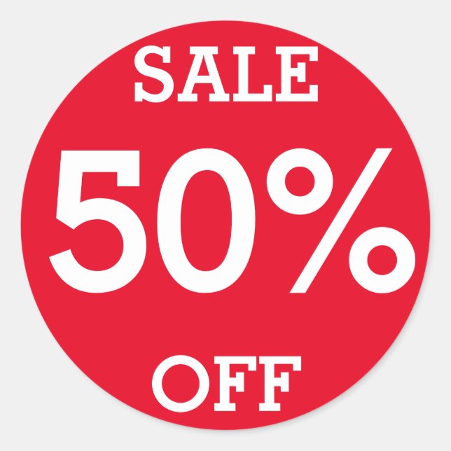 Sticker Rond VENDRE 50% DE RABAIS Forme ovale changeable (Devant)