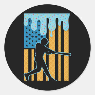 Sticker Rond Vendre Déchets de crème glacée Drapeau américain d