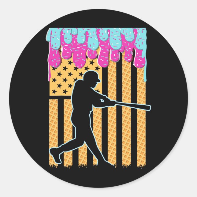 Sticker Rond Vendre Déchets T Garçons Crème glacée Drapeau Amér (Devant)