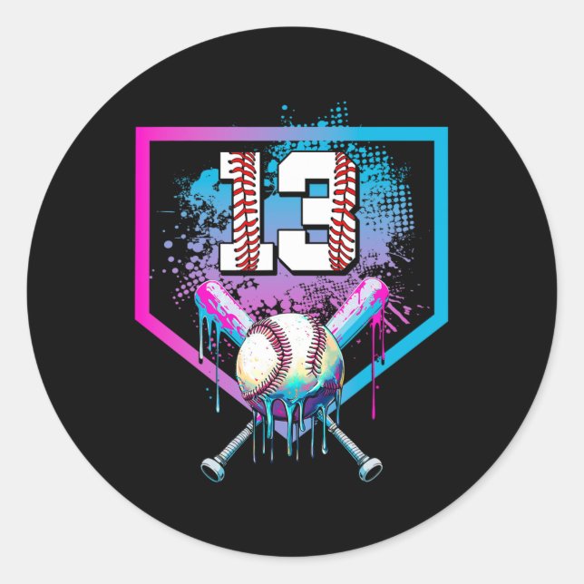 Sticker Rond Vendre Drip 13e anniversaire Accueil Plaque Garçon (Devant)