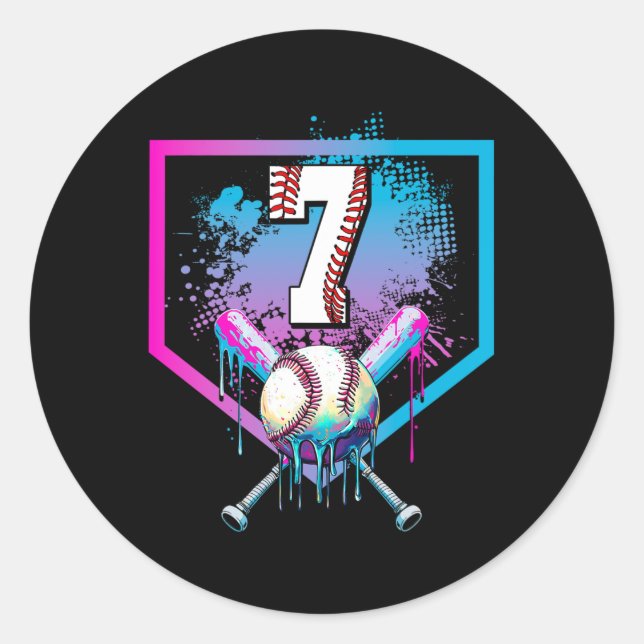 Sticker Rond Vendre Drith 7th Birthday Home Plate Boys Youth 7  (Devant)