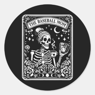 Sticker Rond Vendre Maman Tarot Card Skeleton Coffee Mères Da