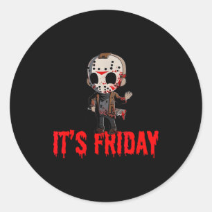 Sticker Rond Vendredi 13 drôle Funny Halloween Horreur