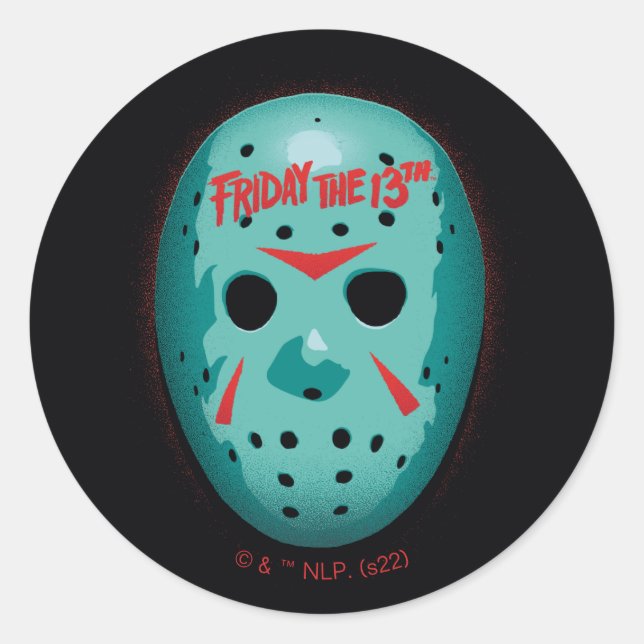 Sticker Rond Vendredi 13 | Graphique de masque de hockey bleu (Devant)