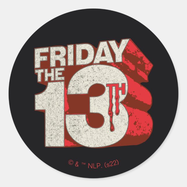 Sticker Rond Vendredi 13 | Logo 3D empilé saignant (Devant)
