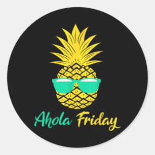 Sticker Rond Vendredi Aloha Ananas Été Fruit Ananas