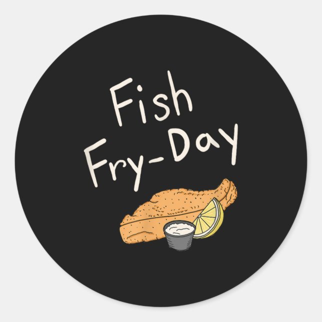 Sticker Rond Vendredi de friture de poisson _ Friture de poisso (Devant)