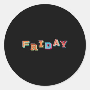 Sticker Rond Vendredi Vintage Jour De La Semaine Facile Groupe 