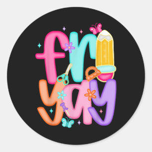 Sticker Rond Vendredi Yay Vendredi Heureux Week-end Drôle Prof