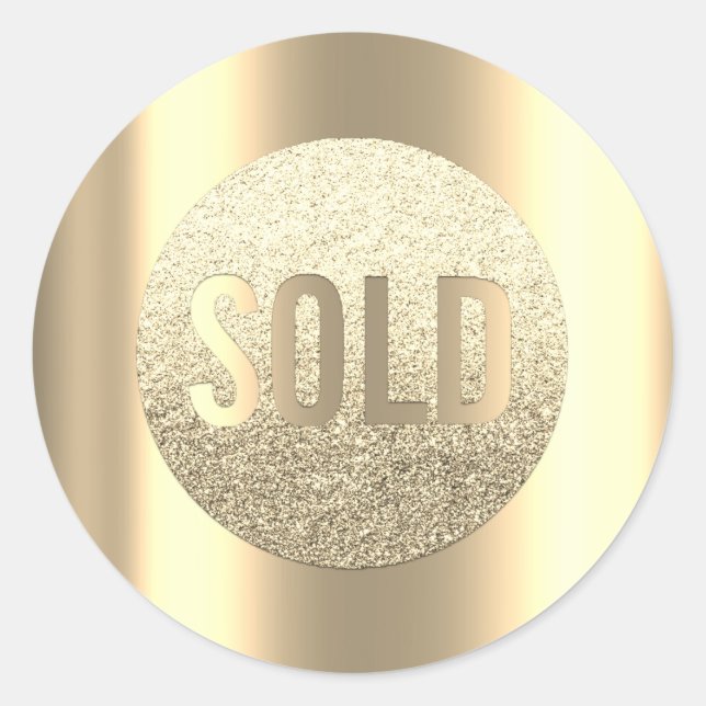 Sticker Rond Vendu Gold Faux Metallic Ombre Estate Agent (Devant)