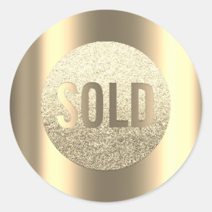 Sticker Rond Vendu Gold Faux Metallic Real Estate Agent
