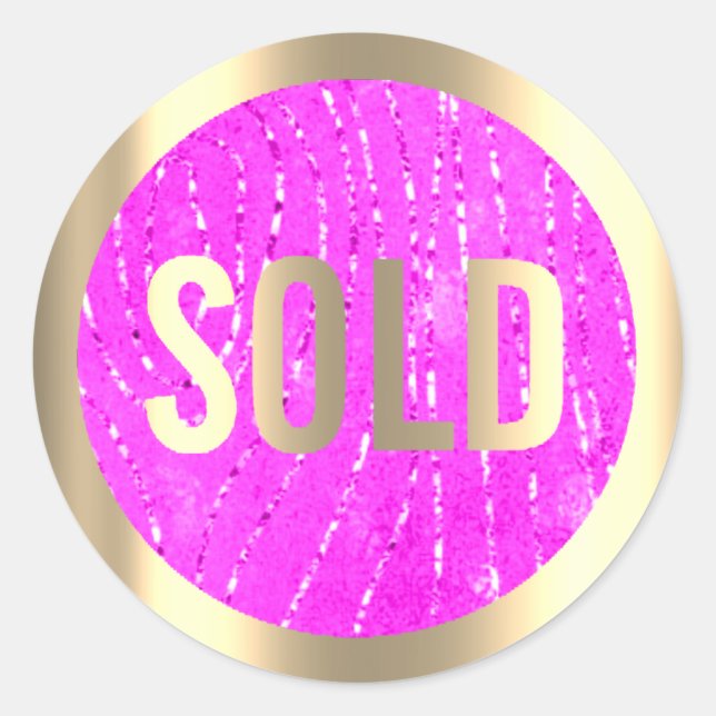 Sticker Rond Vendu Gold Pink Fuchsia Lux Estate Agent (Devant)