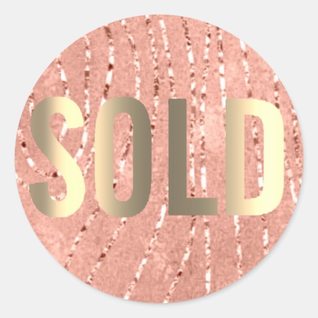 Sticker Rond Vendu Parties scintillant Blush Faux Gold Agent im (Devant)