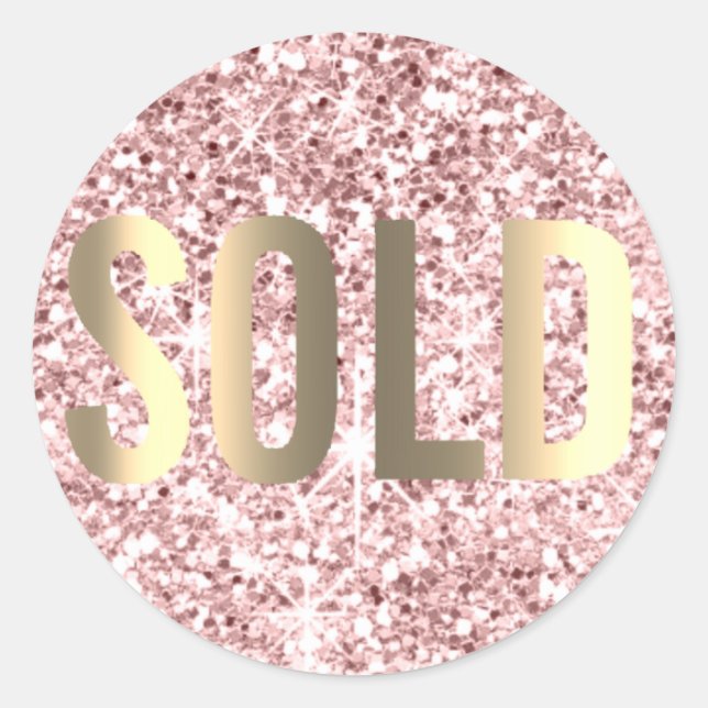 Sticker Rond Vendu Parties scintillant Blush Faux Gold Pink Est (Devant)