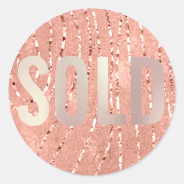 Sticker Rond Vendu Parties scintillant Peach Pink Agent immobil (Devant)