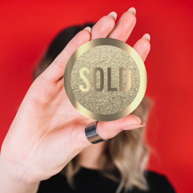 Sticker Rond Vendu Parties scintillant Sepia Faux Gold Agent im (Créateur téléchargé)