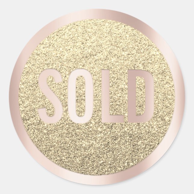 Sticker Rond Vendu Parties scintillant Silver RoseGold Agent im (Devant)