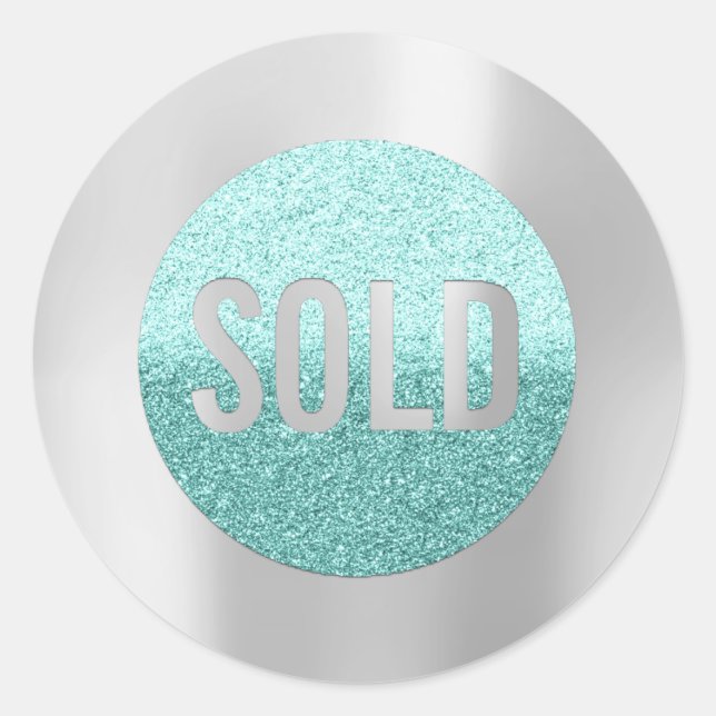 Sticker Rond Vendu Silver Ocean Beach Agent immobilier (Devant)