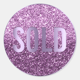 Sticker Rond Vendu Violet Violet Métallurgique Agent immobilier