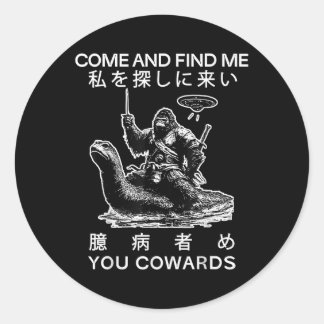 Sticker Rond Venez Me Trouver Vous Cowers Japonais Retro Funny