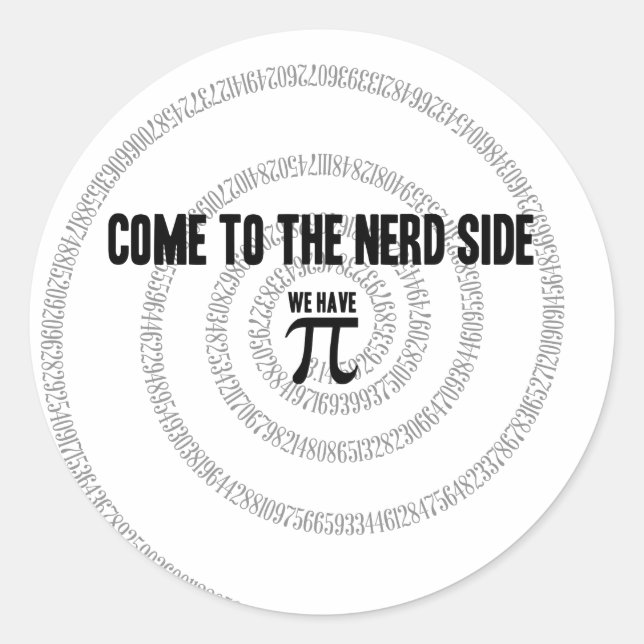 Sticker Rond Venez sur le côté Nerd pour le style de typographi (Devant)