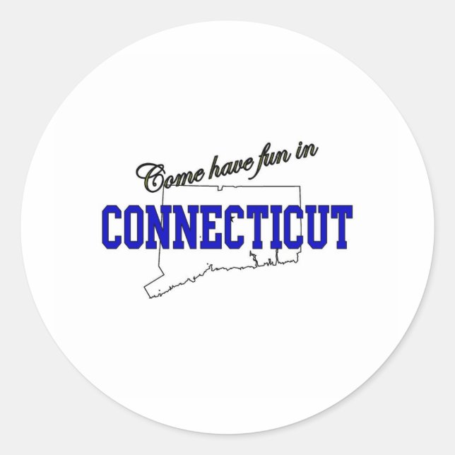Sticker Rond Venez vous amuser dans le Connecticut (Devant)