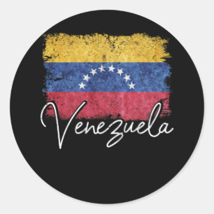 Sticker Rond Venezuela Drapeau Vintage Venezuela Fierté Racines