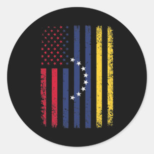 Sticker Rond Venezuela Flag 4th of July USA 