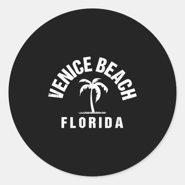 Sticker Rond Venice Beach Palm Tree Art Venice Palm Tree Trai (Devant)