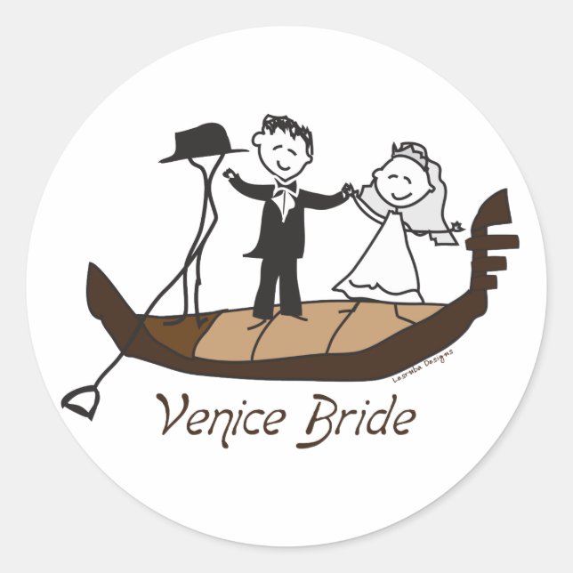 Sticker Rond Venise Italie Mariée (Devant)