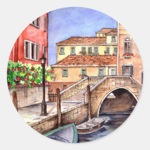 Sticker Rond Venise - Stylo & Laver Aquarelle