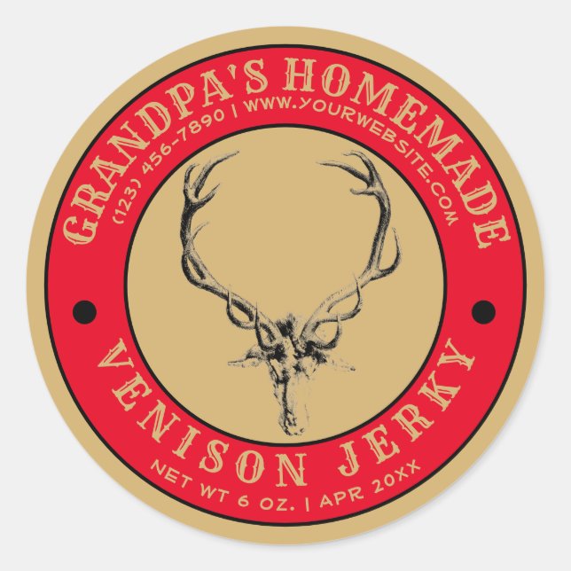 Sticker Rond Venison Jerky Modèle maison (Devant)