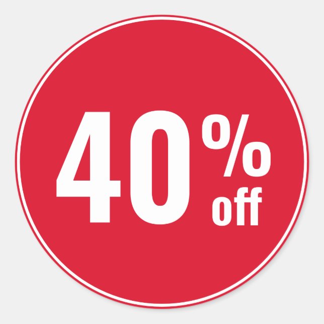 Sticker Rond Vente avec 40 pour cent de réduction (Devant)