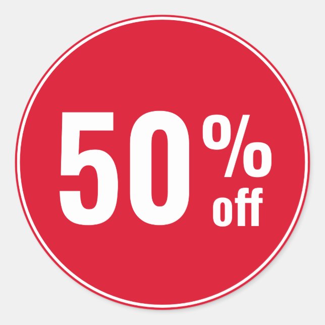 Sticker Rond Vente avec 50 pour cent de réduction (Devant)