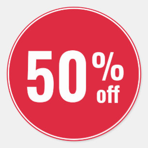 Sticker Rond Vente avec 50 pour cent de réduction